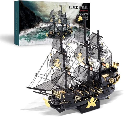 Piececool 3D Puzzles for Adults, Metal Pirate Ship Model Kits, DIY 3D.